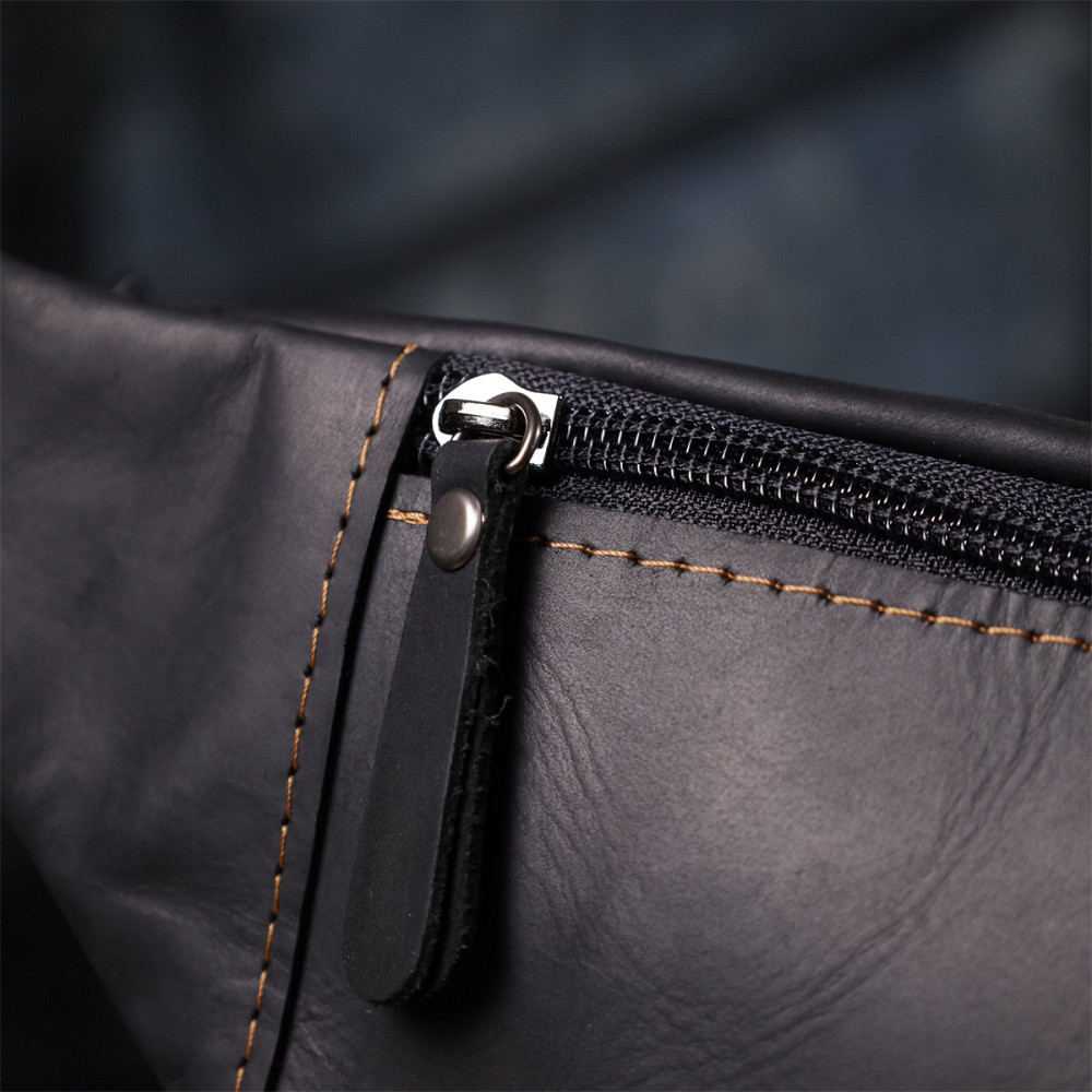 Стильная сумка-бананка для мужчин из натуральной винтажной кожи Shvigel 23120 Черный Киев - изображение 1