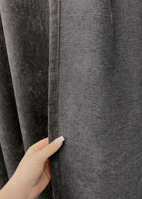 Комплект готовых штор VR-Textil Шенилл премиум VELMIRA Rich № 1928ш Серо-коричневый 200х290 см 2 шт (32-350) Киев - изображение 6