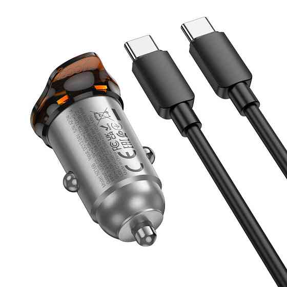 Автомобільний зарядний пристрій HOCO NZ16B Rigorous PD45W(2C) car charger set(C to C) metal grey Одеса