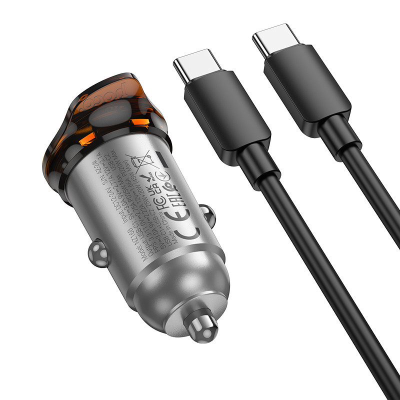 Автомобільний зарядний пристрій HOCO NZ16B Rigorous PD45W(2C) car charger set(C to C) metal grey Одеса - фото 6