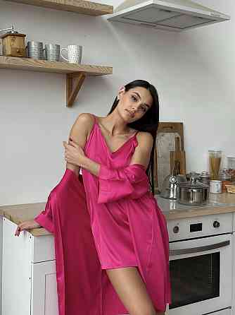 Шелковая ночная рубашка Малиновый 3XL/4XI Харьков