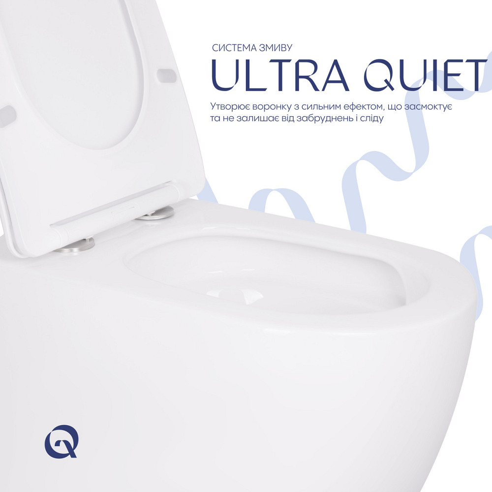 Унитаз подвесной Qtap Robin Ultra Quiet безободковый с сиденьем Soft-close 520x365x365 мм WHITE Киев - изображение 6