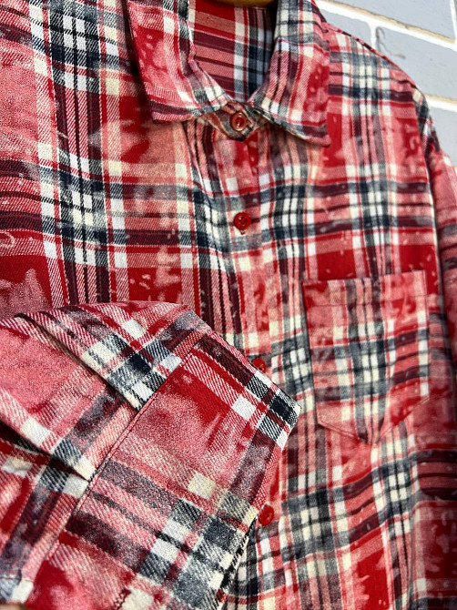 Сорочка жіноча A-N 2775 картата варена в клітинку оверсайз коттон one size, червоний, one size Київ - фото 4