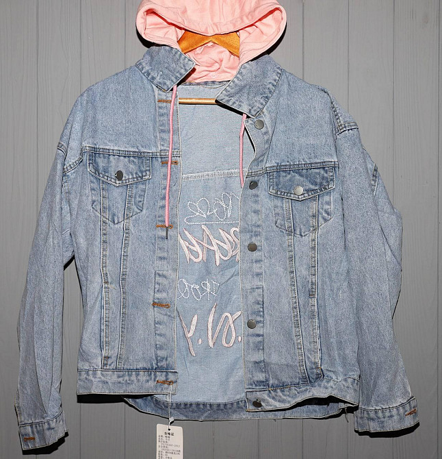 Джинсовая куртка женская оверсайз с капюшоном р 42-46 Харьков - изображение 4