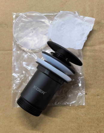 Донный клапан для раковины Koer PW-07-05 1 1/4'' с переливом автоматический СLICK-СLACK (Цвет черный) (KR5785) Киев