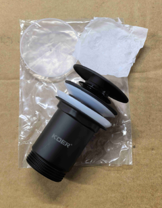 Донный клапан для раковины Koer PW-07-05 1 1/4'' с переливом автоматический СLICK-СLACK (Цвет черный) (KR5785) Киев - изображение 6