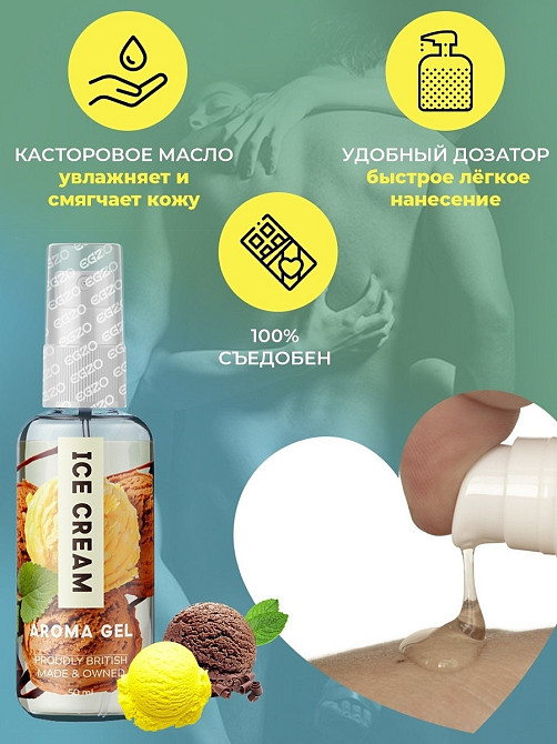 Оральний гель-лубрикант EGZO AROMA GEL - Ice Cream, 50 мл Sex Aura Київ - фото 2