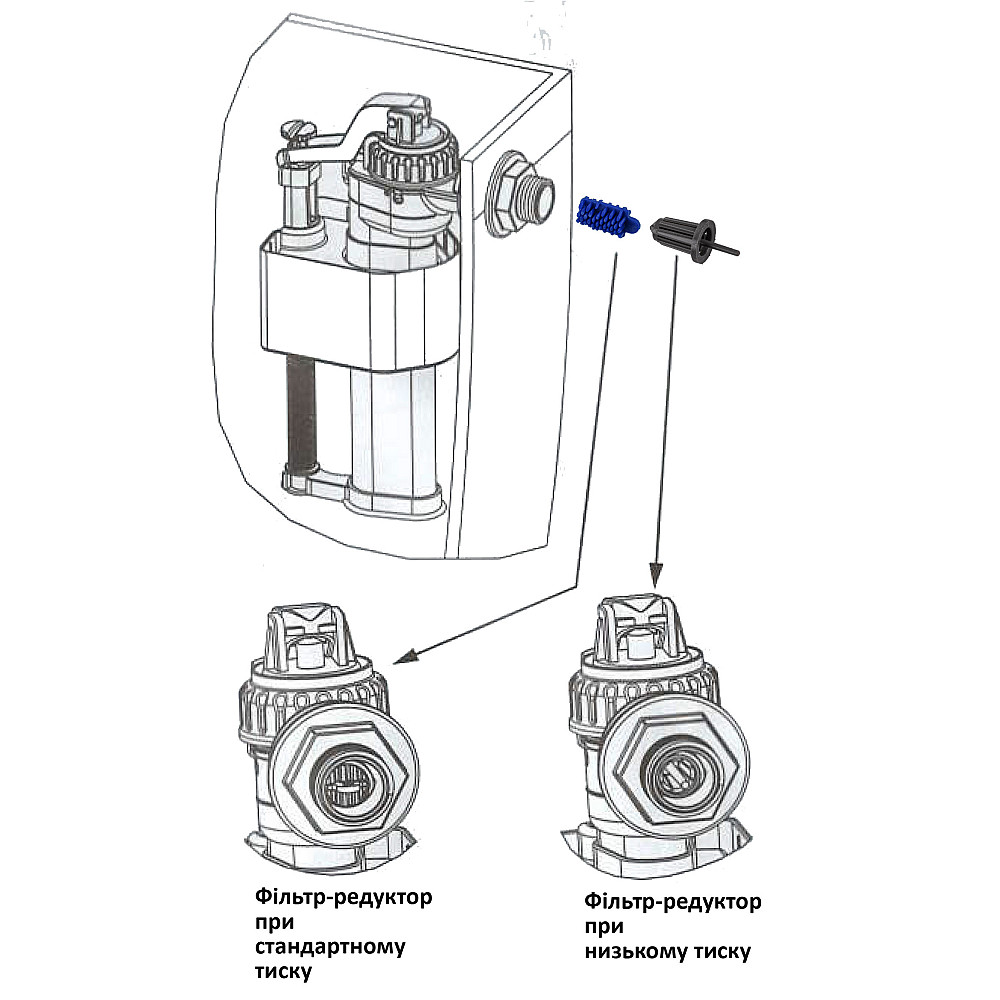 Клапан заповнення SIAMP Brio 751-1/2P, бічний 1/2'' пластиковий, швидке наповнення Тернопіль - фото 5