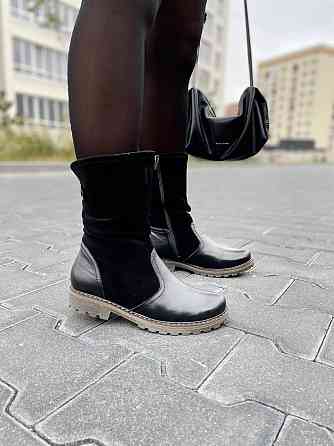 Vesna Напівчоботи жіночі VESNA чорні шкіра+замша натуральна зима 38р.39р.40р. (1258) Коломыя