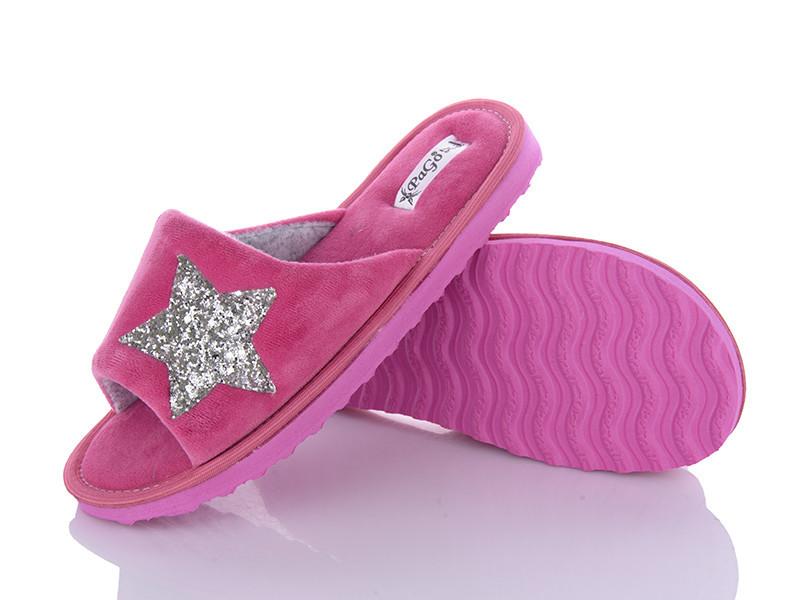 Тапочки женские открытый носок велюровые розовые 