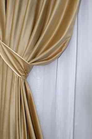 Комплект готових штор VR-Textil Оксамит № 1038ш Золотистий 100х285 см 2 шт (31-798) Київ