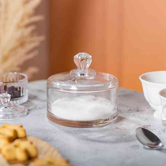 Стеклянная конфетница с крышкой, 10 см Киев