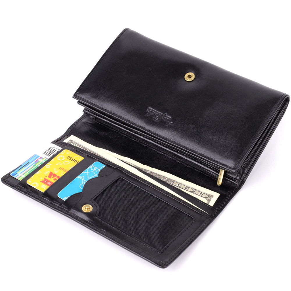 Стильный женский горизонтальный кошелек из глянцевой натуральной кожи Tony Perotti 20884_1 (1073 nero) Черный Киев - изображение 7