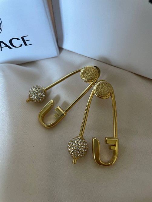 Сережки Версачі позолота 18К з цирконами Одеса - фото 10