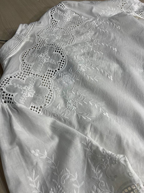 Рубашка женская A-N 8132 кружево вышивка на пуговицах короткий пышный рукав белая, белый, M Киев - изображение 18