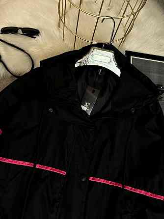 Женская ветровка оверсайз с двойным капюшоном плащевка эмми Черный 2, 48/52 Одесса