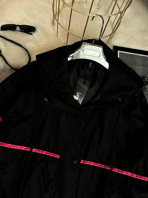 Женская ветровка оверсайз с двойным капюшоном плащевка эмми Черный 2, 48/52 Одесса - изображение 4