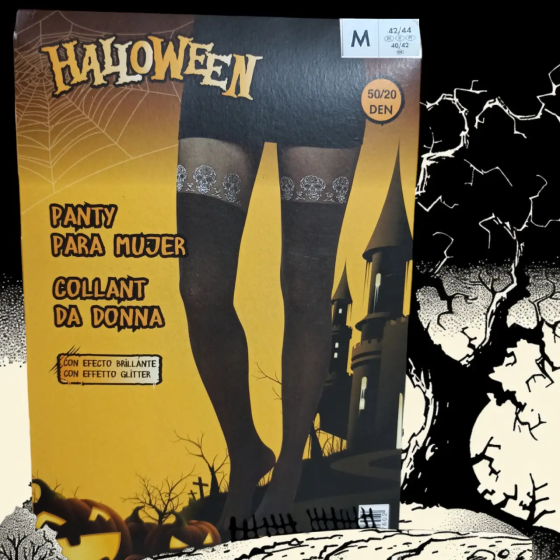 Жіночі колготи з Черепами з блискітками на Хелловін 50\20den М 42-44 Італія чорний Київ