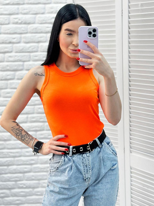 Майка жіноча рубчик Effy 46-48, Жовтогарячий (неон) Київ - фото 1