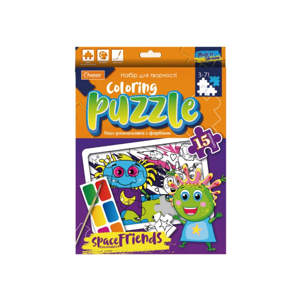 Дитячий пазл-розмальовка з фарбами "Космо Друзі" НТ-11-03 Вінниця - фото 1