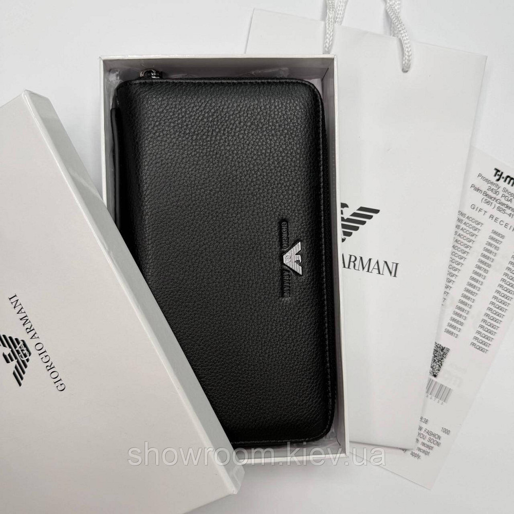 Шкіряний брендовий клатч Armani з відділенням для телефона (6615) Київ - фото 5