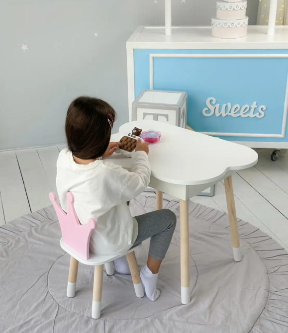 Детский стол Облачко с нишей и стульчиком Корона (Белый с розовым) Винница - изображение 7