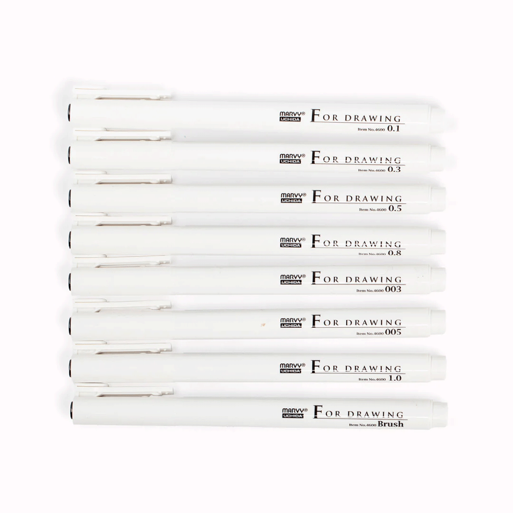 Набір Drawing Pen, чорний 8 шт Marvy Київ - фото 5