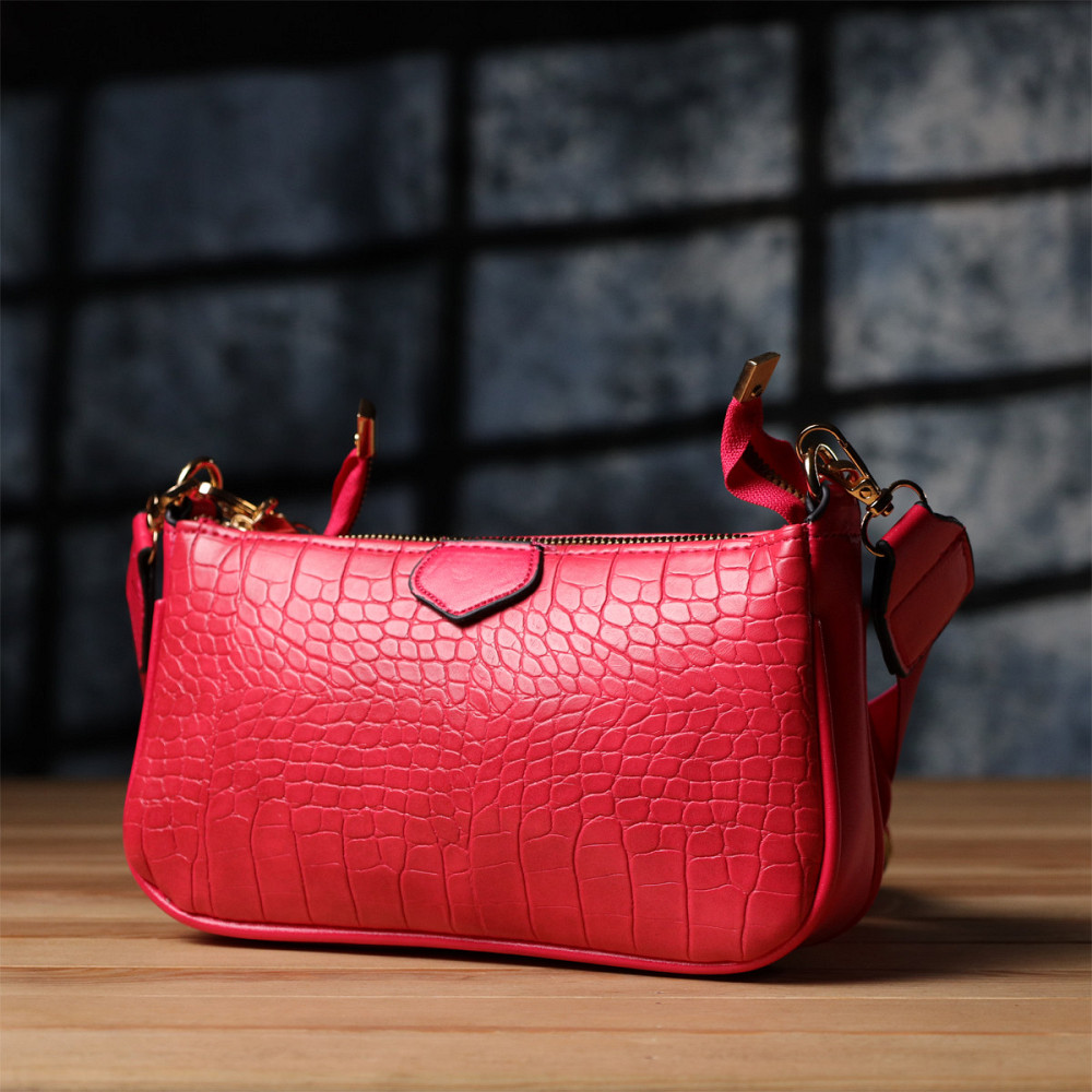 Жіночий зручний подвійний клатч із екошкіри Vintage sale_15136 Рожевий Київ - фото 8