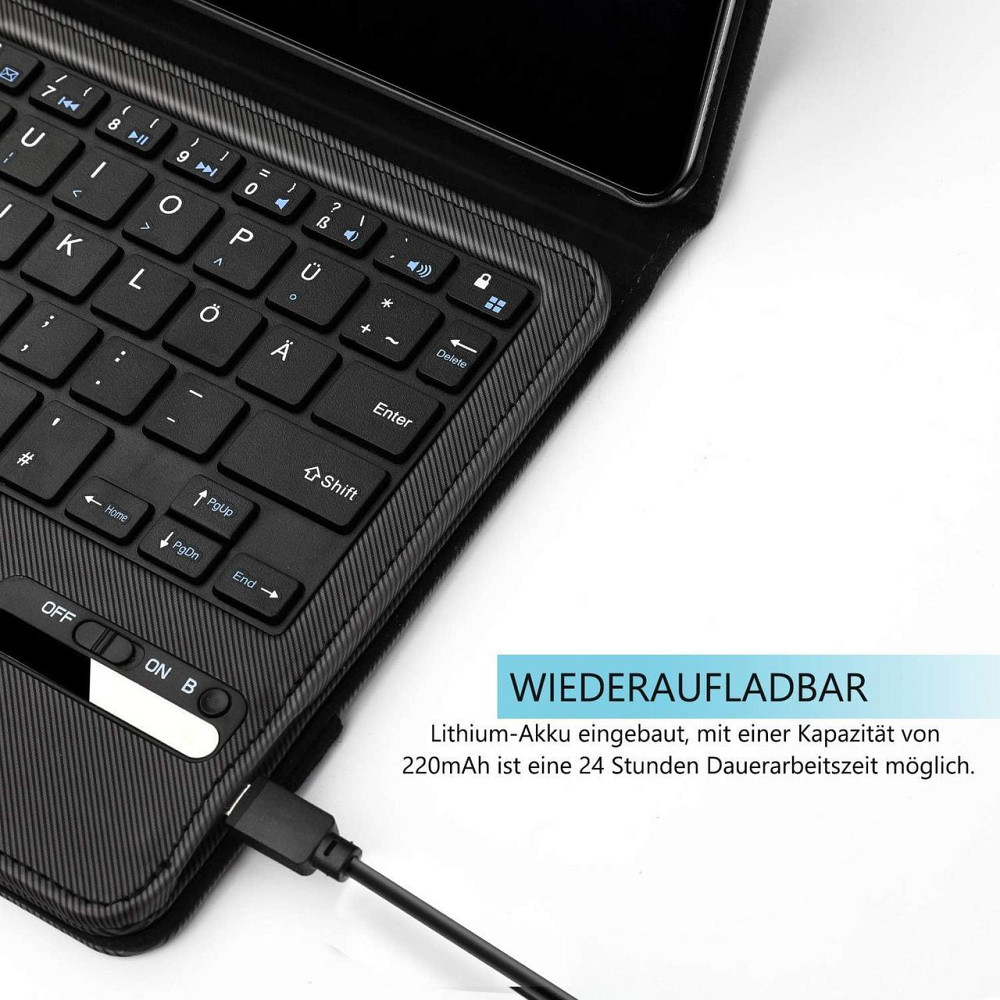 Клавиатура-чехол для Samsung Tab A T510/T510N/T515/T515N черный QWERTZ съемная Bluetooth аккумулятор microUSB Киев - изображение 4