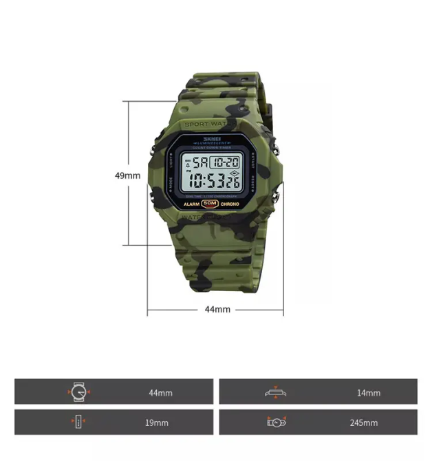 Чоловічий наручний електронний годинник Skmei 1628 Камуфляж Київ - фото 8