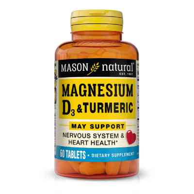 Мінерали Mason Natural Магній з Вітамін D3 та куркумою, Magnesium &amp; Vitamin D3 With (MAV-16635) Вінниця