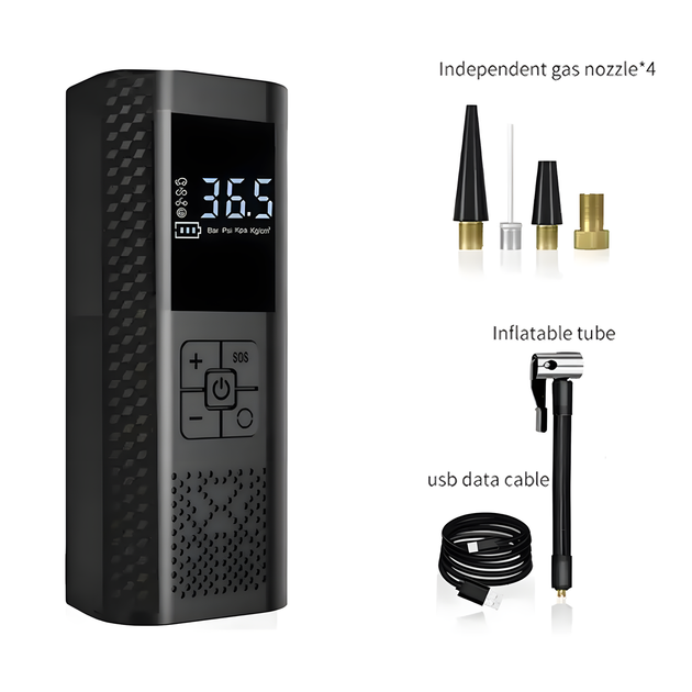 Насос аккумуляторный цифровой AIR VC-029 60W Type-C с фонариком и переходниками Винница - изображение 3