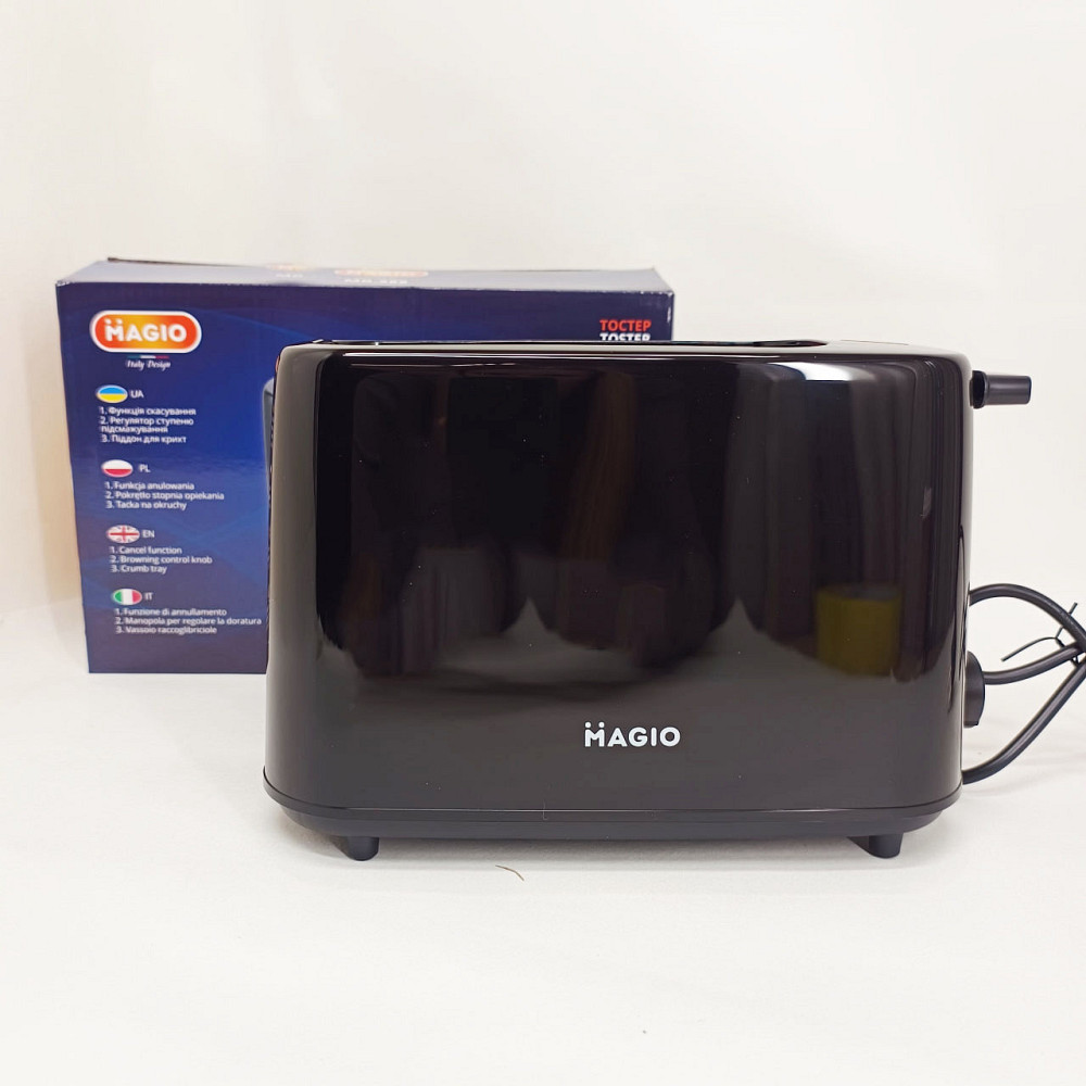 Тостер на 2 ломтика с терморегулятором Magio MG-288 550Вт, Хороший тостер для хлеба компактный WV-31 Львов - изображение 3