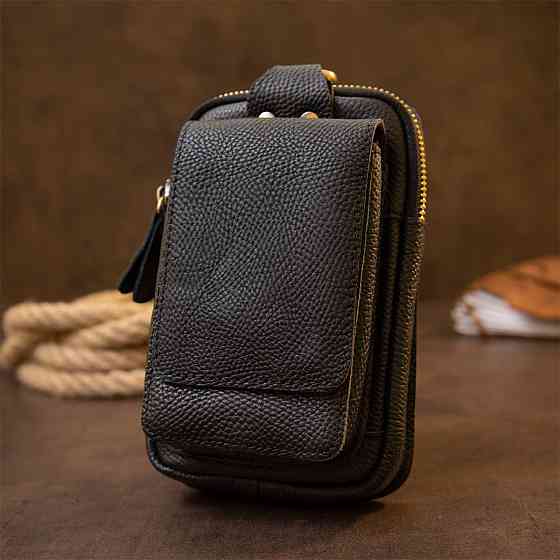 Сумка унісекс на пояс на одне відділення Vintage 20418 Чорна Київ