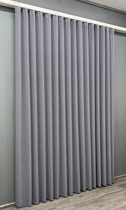 Тюль VR-Textil 1979т Лен однотонный Серый 400х270 см 42-1038) Киев - изображение 3