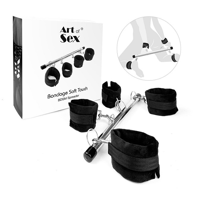 Колодка-розпірка для рук та ніг Art of Sex – Bondage Soft Touch BDSM Spreader, чорний Sex Aura Київ - фото 3