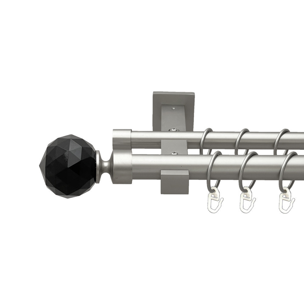 Карниз Orvit Люміера Неро металевий дворядний техно гладка труба кільце металеве Сатин 25\19 мм 200 см Львов - изображение 1