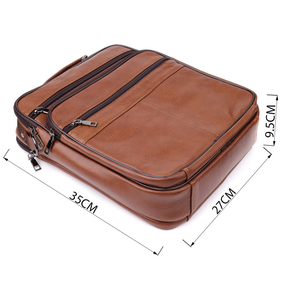 Сумка чоловіча з ручкою для перенесення в руці з натуральної шкіри Світло-коричневий (Vintage) Київ - фото 7