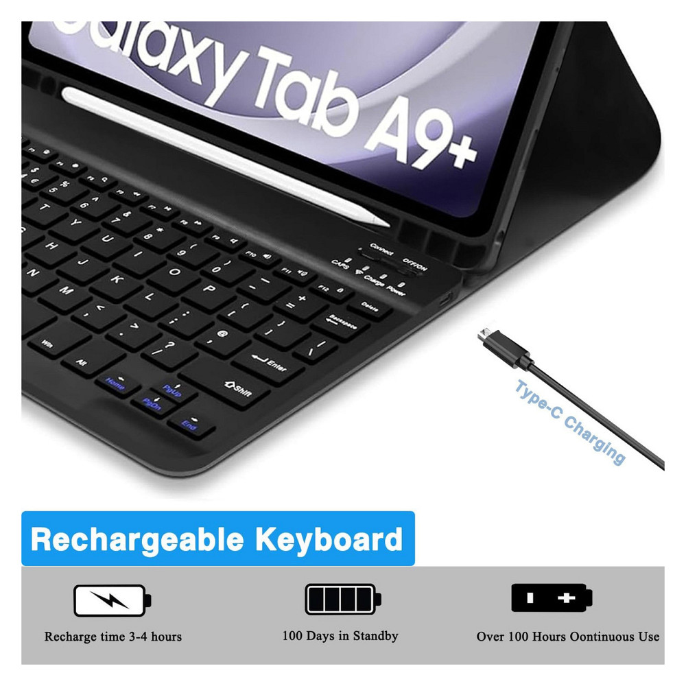 Клавіатурний чохол для Samsung Galaxy Tab A9 Plus SM-X210/X216/X218 чорний Bluetooth з віднімною клавіатурою UK QWERTY Київ - фото 2