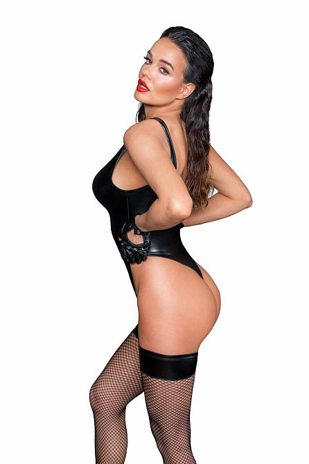 Боді з мокрим ефектом Noir Handmade F244 Powerwetlook body with high cut bottom hem, M Sex Aura Київ - фото 2