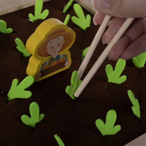 Детский Деревянный развивающий пазл - ферма 2в1 с мячами и овощами Kruzzel (22755) Нововолынск - изображение 4