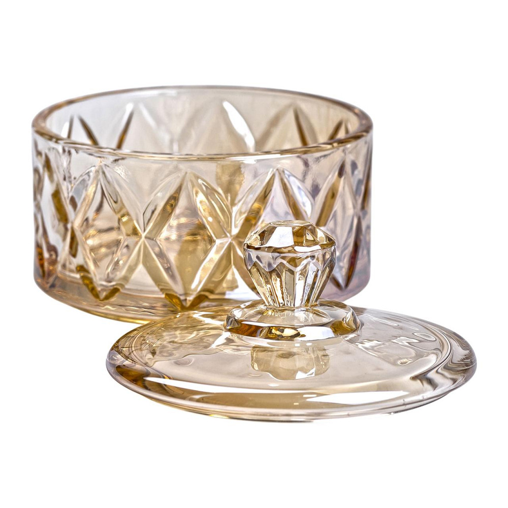 Yiwu Цукерниця з кришкою Ø 10 см скляна коричнева HP-YH-21 Київ - фото 4