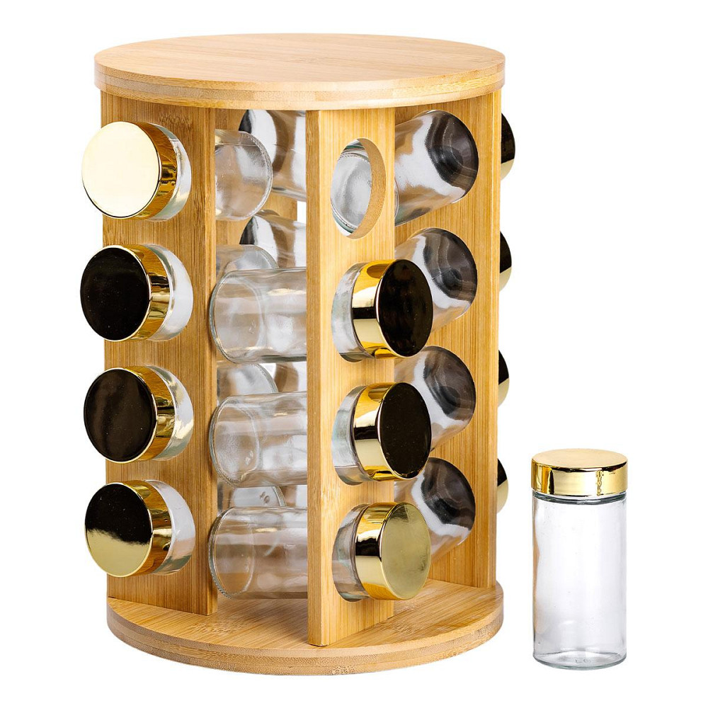 Набір для спецій на дерев'яній підставці 16 скляних ємностей для приправ HP-1367 Київ - фото 5