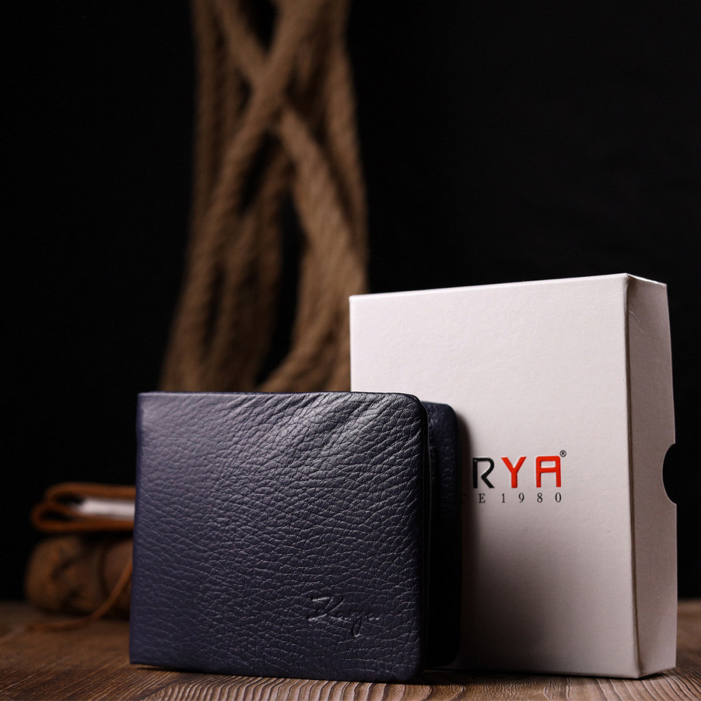 Оригінальне чоловіче портмоне із зернистої шкіри KARYA 21062 Синій Київ - фото 1