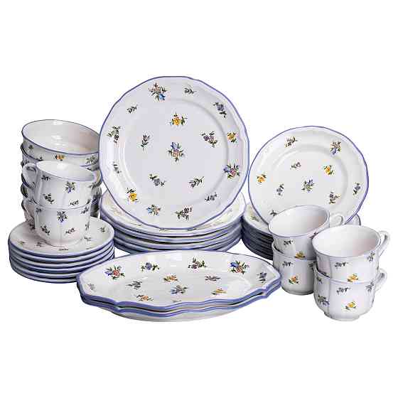 Столовий набір посуду тарілок і чашок 32 предмети на 6 персон Retro Floral порцеляновий, обідній столовий сервіз тарілок YY78-9A Коломия
