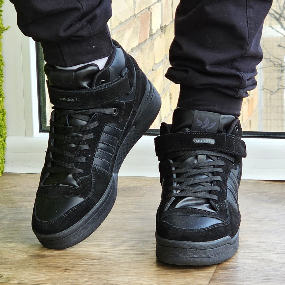 Высокие Зимние Кроссовки Adidas Forum с МЕХОМ Черные Мужские Ботинки Адидас (размеры: 43,44,45) Днепр - изображение 4