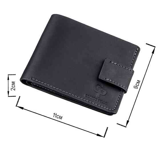 Тонкое кожаное портмоне унисекс Черное (GRANDE PELLE) Киев