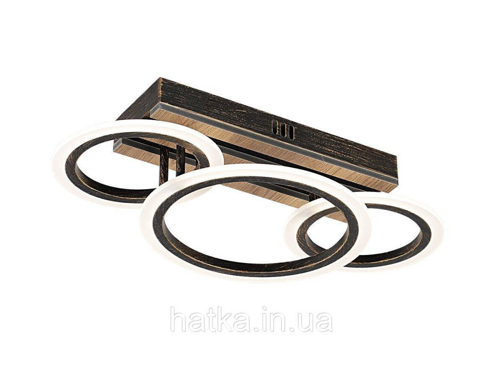 Люстра стельова світлодіодна VALESO 3300A/2+1 димерна чорний + золото + дерево Київ - фото 1