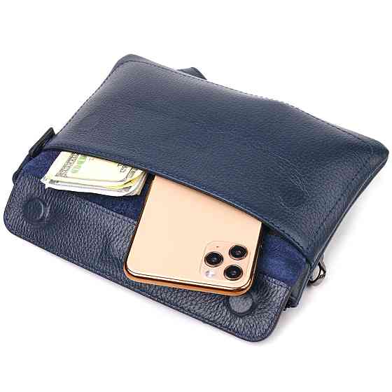 Оригінальний чоловічий клатч із натуральної шкіри Синій (CANPELLINI) Київ