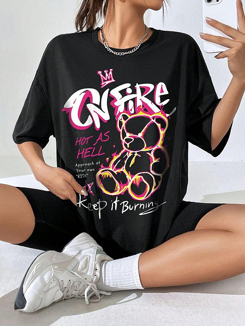 Футболка жіноча з принтом  42 Чорний 2664082656 Дніпро - фото 1